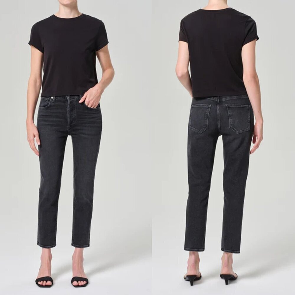 Agolde Riley High Rise Straight Crop Jeans In Panoramic Size 31